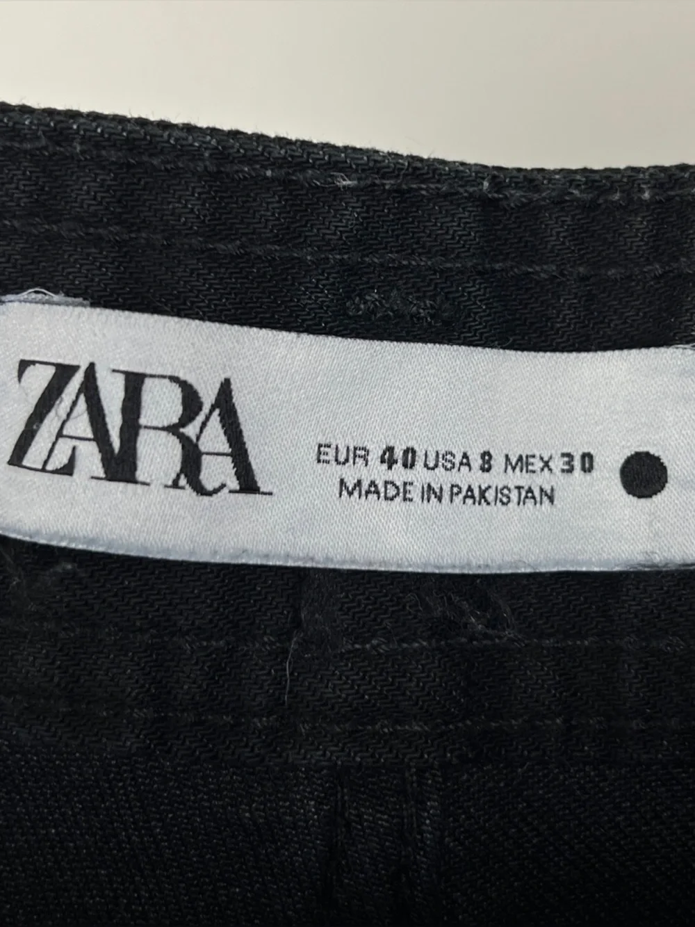 Zara Black Marine Straight Jeans 8 Raw Hem - Picture 3 of 7